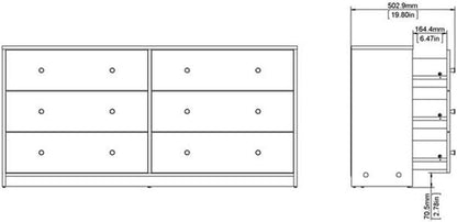 3 Piece Bedroom Set with 6-Drawer Double Dresser and Two of 1-Drawer Nightstand in Black