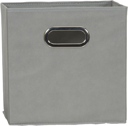 Fabric Storage Bins 6 Piece Set, Strong Poly-Woven Fabric, Sturdy Chipboard Sides, Grommet Front Handle, Stackable and Foldable, Classic Design, Dove Gray