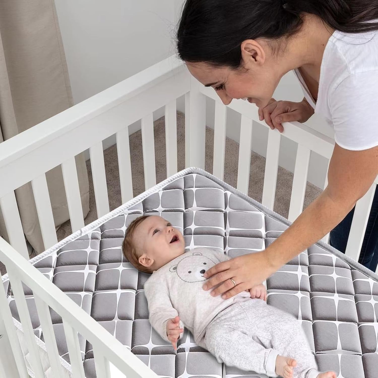 Premium Hypoallergenic Baby Crib Mattress and Toddler Mattress - 52" X 27.6" X 5" - Breathable - Firm Soft - Fits Standard Cribs and Toddler Beds