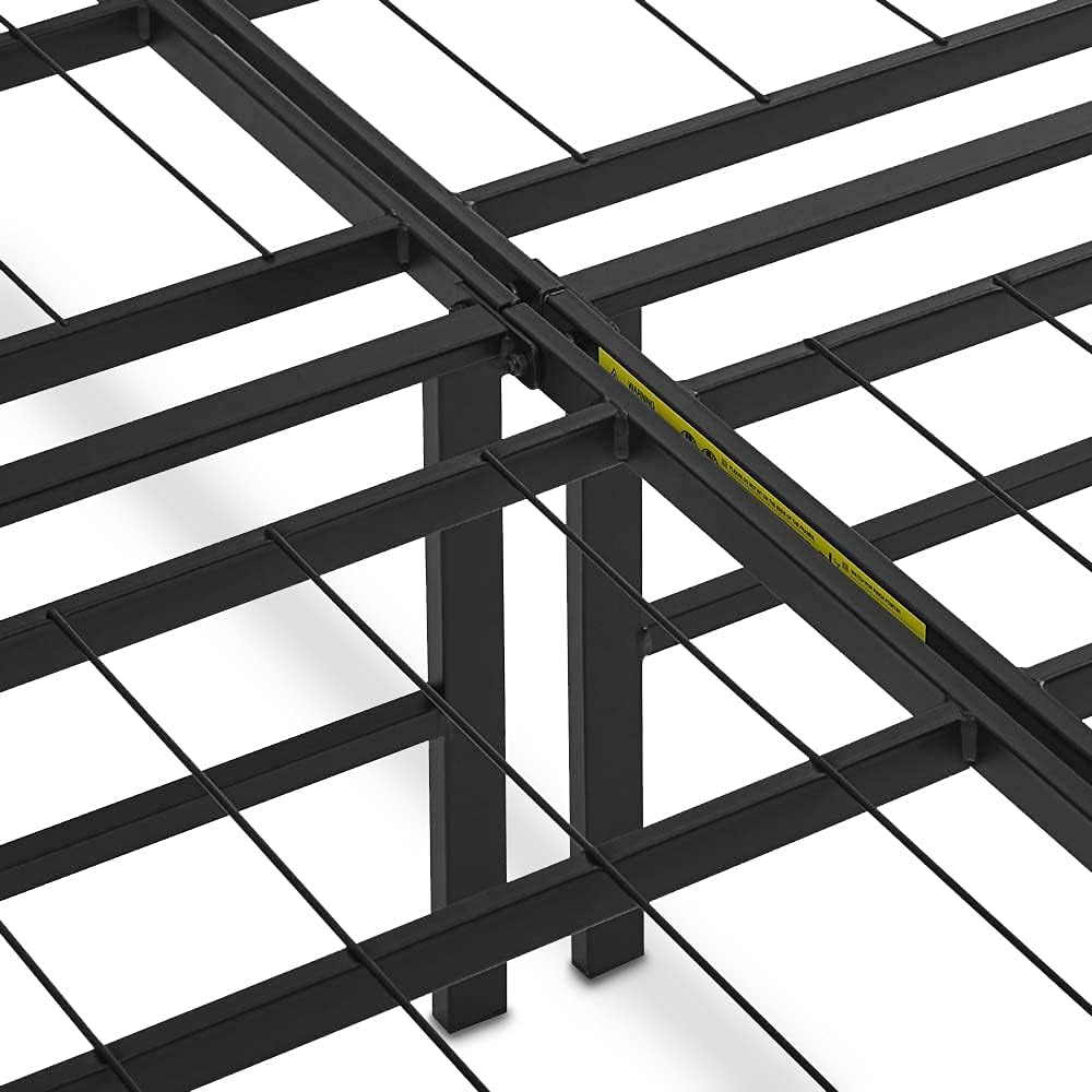 Bed Frame with Storage, Foldable Metal Platform, Sturdy Steel, No Box Spring Needed, 14-Inch High, Tool-Free Setup, Queen Size, Black