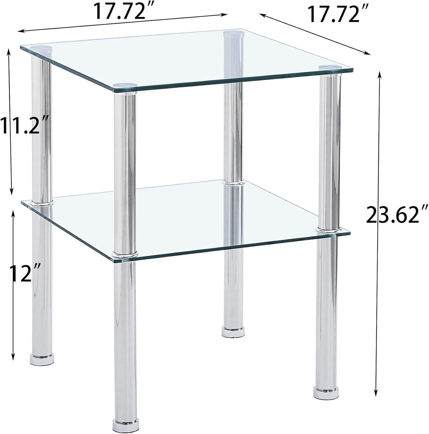 Glass Coffee Table Set of 3, Modern Clear Transparent Living Room Tables, Coffee Table and End Tables Set, Small Modern Waterfall Glass Table Set, 3PCS