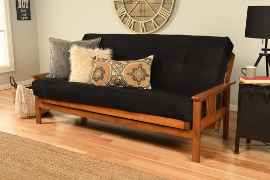 Monterey Futon Set, No Drawers, with Barbados Base and Suede Black Mattress