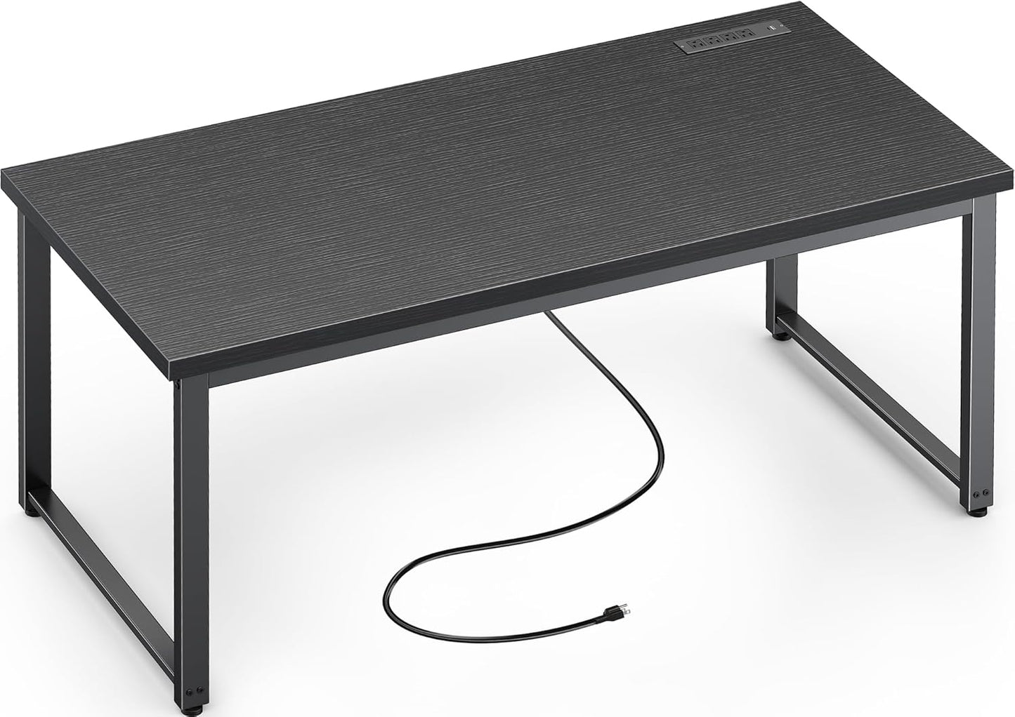 55 X 24 Inch Desk with Power Outlets & USB-C, Deeper & Thicker Desktop, Robust Metal Tubes, Computer Desk, Heavy Duty Office Desk, Work Gaming Desk for Home Office, Black