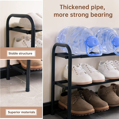 3-Tier Expandable Shoe Rack,Adjustable Shoe Shelf Storage Organizer Heavy Duty Metal Free Standing Shoe Rack for Entryway Closet Doorway (Black)