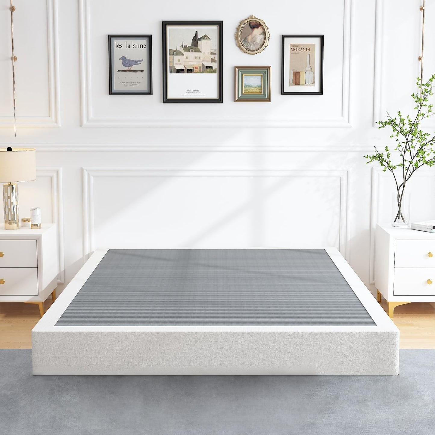 7 Inch Heavy Duty Metal Box Spring Mattress Foundation 3000Lbs Max Weight Capacity/Non-Slip/No Noise/Easy Assembly/Easy Clean Cover,King