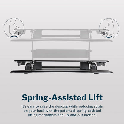 desk Pro plus 36 - Adjustable Desk Converter with 11 Height Settings - Laptop Sit Stand Desk Riser for Home Office, Table Tops, Workspace - Fully Assembled with Spring Loaded Lift - Black