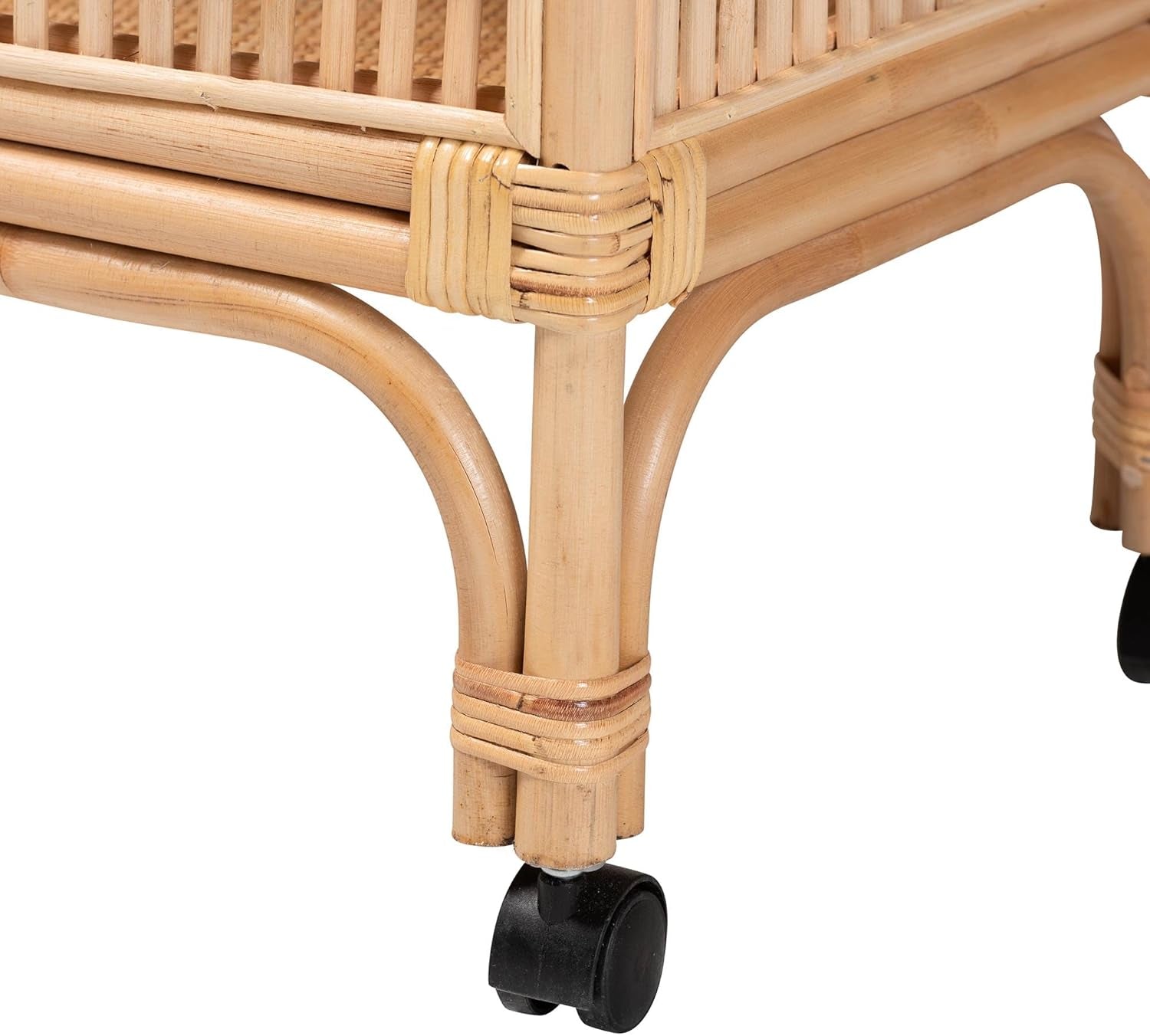 Lombok Natural Rattan Wine Cart, 2-Tier