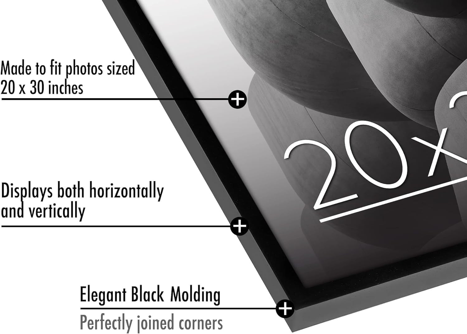 20X30 Poster Frame with Polished Plexiglass - Streamline Collection - Thin Border Picture Frame for Wall Display - Hanging Hardware Included - Black