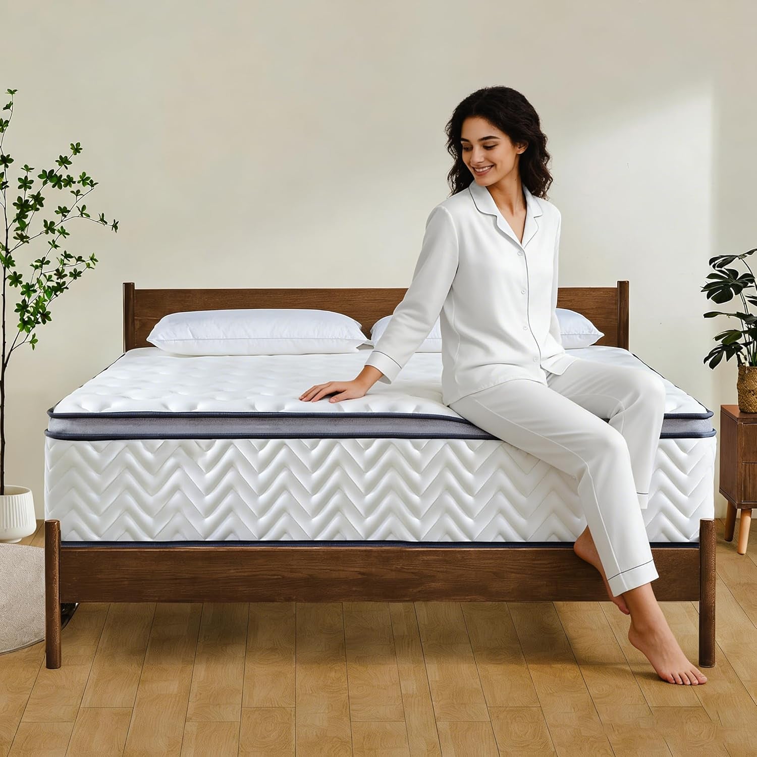 King Size Mattress, 14 Inch Medium Firm Hybrid King Bed Mattress, Memory Foam Mattresses in a Box for Pressure Relief, Individual Pocket Spring-Motion Isolation with Edge Support, Certipur-Us
