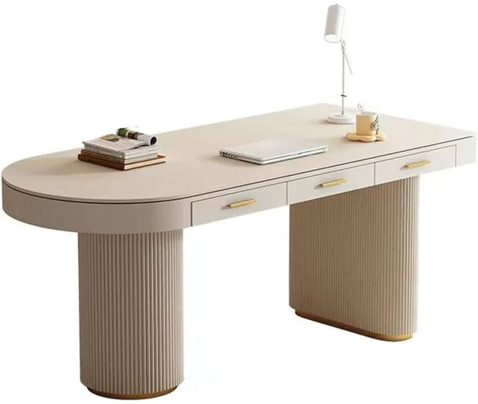 Desks Cream Slate Desk Modern Minimalist Computer with Storage Desktop Bedroom Home Office Craft Table(160Cm)