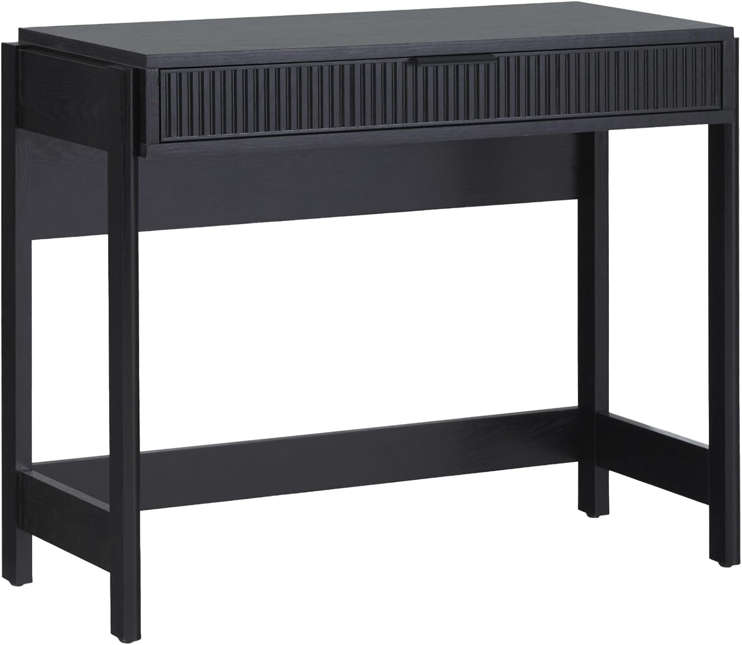 Transitional Office Design, Reeded Drawer Front Detail, Writing Desk with Drawer, Spacious Desktop, Complementary in Living Spaces, 38”W X 16.75”D X 30”H, Black
