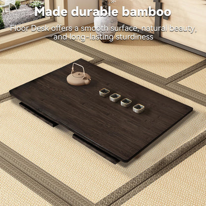 Japanese Folding Floor Table Foldable Coffee Tables Wood Low Tables Versatile for Sitting Dining Table Tea Tatami Desk No Assembly Unique (39.4 * 19.7 * 11.8 Inch)