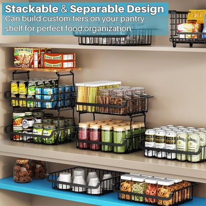 4 Tier Vegetable Fruit Basket for Kitchen, Stackable Metal Fruit and Vegetable Storage Baskets with Rolling Wheels Cart, Fruteros Para Cocina Potato and Onion Bin Pantry Kitchen Island Cart Counter