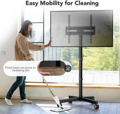 Mobile TV Cart Stand with Wheels for 23-60" Tvs, Height Adjustable, Portable Floor Stand Holds up to 88 Lbs, Rolling TV Mount Max VESA 400X400Mm