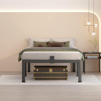 18 Inch Twin Bed Frames with round Corner Legs Mattress Slide Stopper No Box Spring Needed Heavy Duty Metal Platform Bed Frame Under-Bed Storage Space, 3000 LBS Steel Slats Support