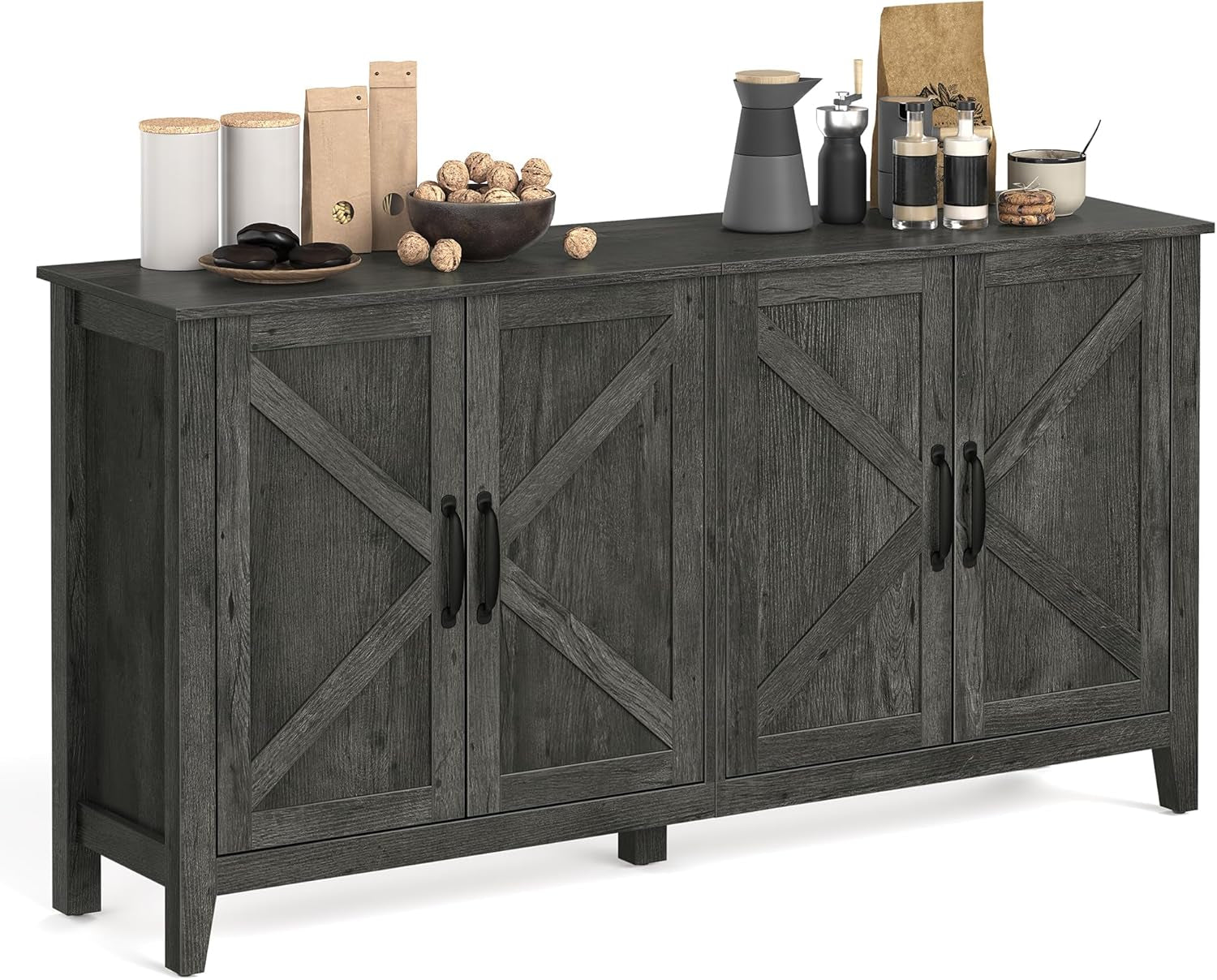 LIRY Collection - Storage Cabinet, Buffet Cabinet, Sideboard, Credenza, with Adjustable Shelves, for Living Room, Entryway, Antique Charcoal ULSC381T04