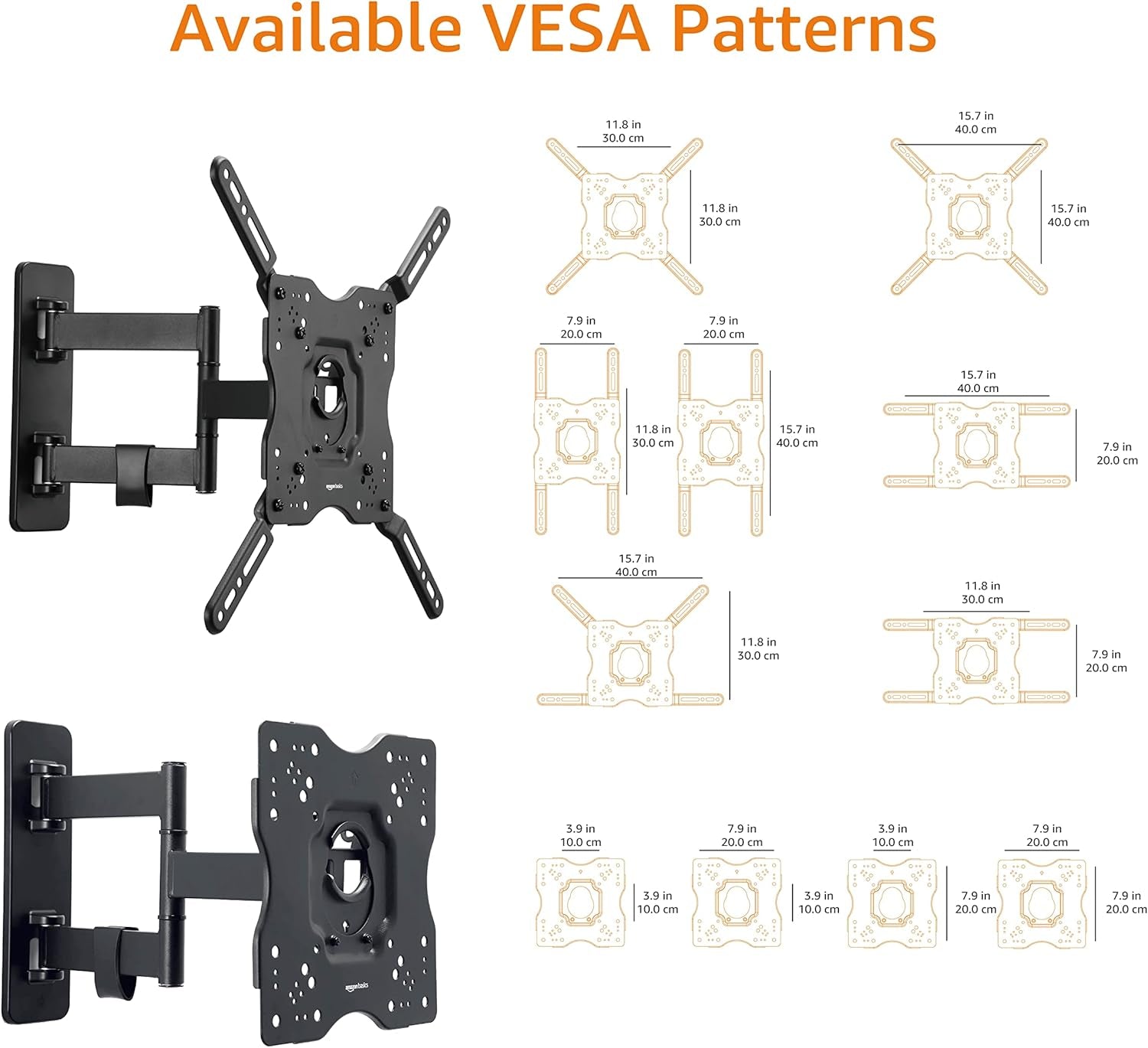 Full Motion Articulating TV Wall Mount, with Swivel and Tilt, for 26" to 55" Tvs and Flat Panels up to 80 Lbs, VESA Compatible, Black