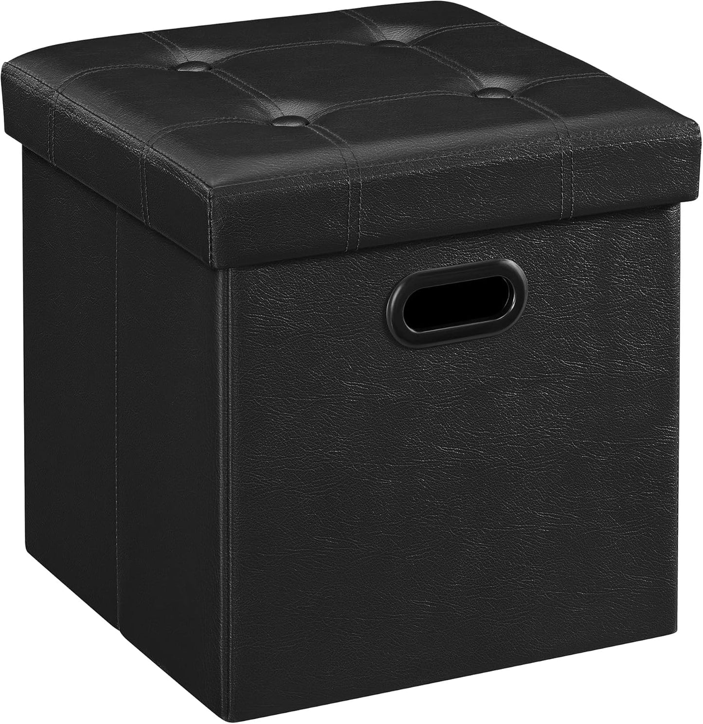 MAZIE Collection - 43 Inches Storage Ottoman Bench with Flipping Lid, Storage Chest with Iron Frame Support, Load 660 Lb, for Living Room, Bedroom, Synthetic Leather, Black ULSF75BK