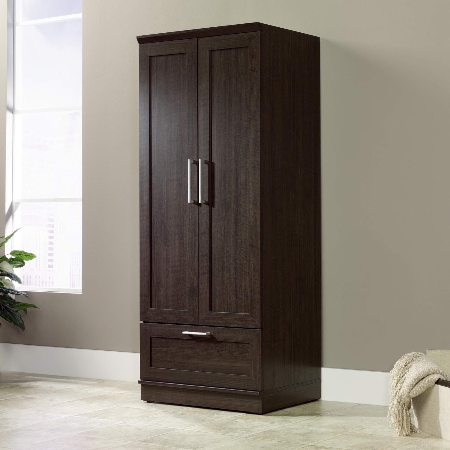 Homeplus Wardrobe/Pantry Cabinets, L: 28.98" X W: 20.95" X H: 71.18", Dakota Oak