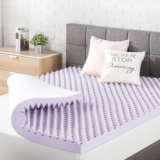 3 Inch Egg Crate Memory Foam Mattress Topper with Soothing Lavender Infusion, Certipur-Us Certified, Dorm Essentials, Twin