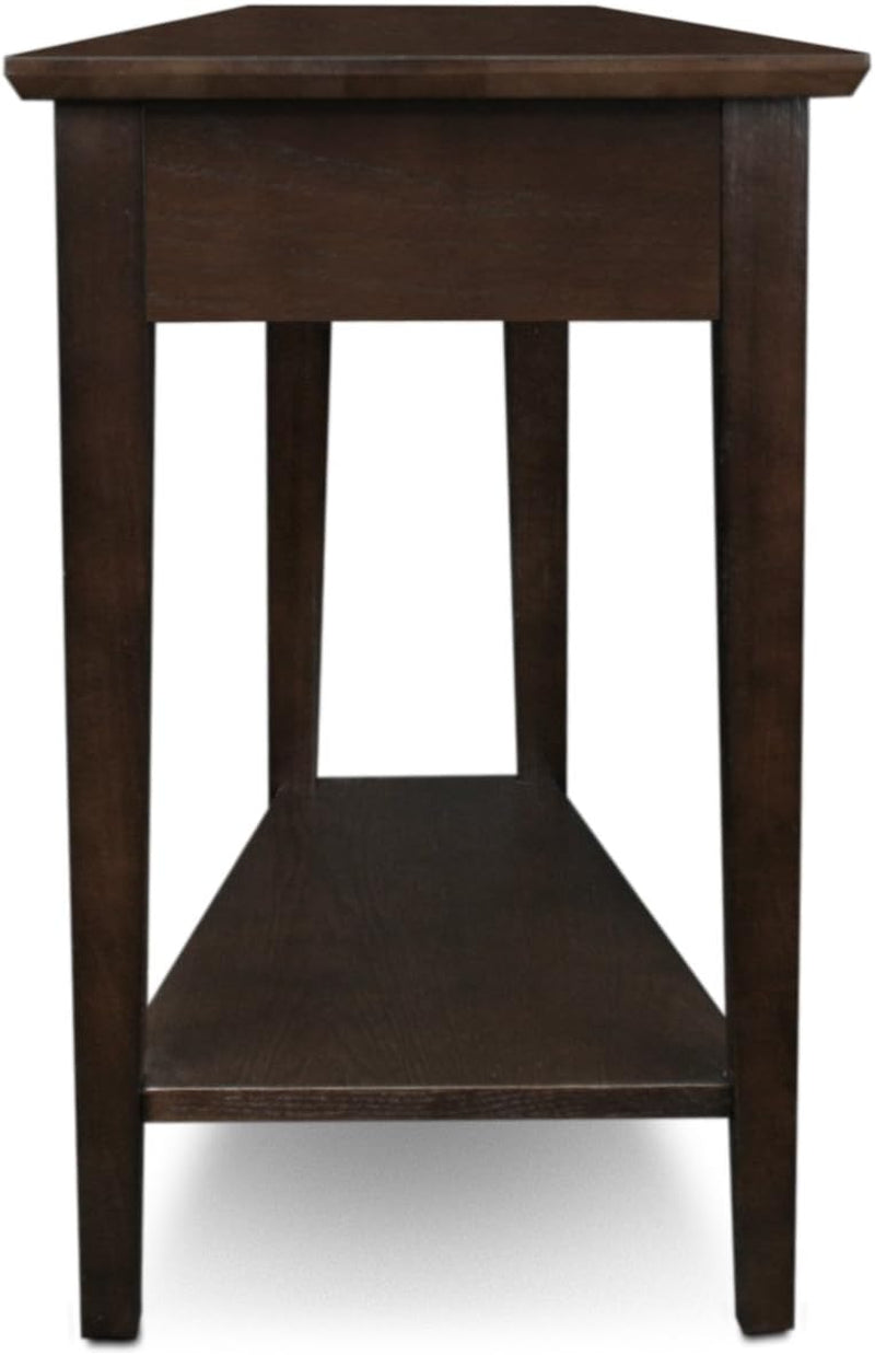 Teegan Solid Wood Recliner Wedge End Side Table with Shelf, Chocolate Oak Brown, Perfect for Living Rooms, Bedrooms, and Small Spaces – , 10074-CH