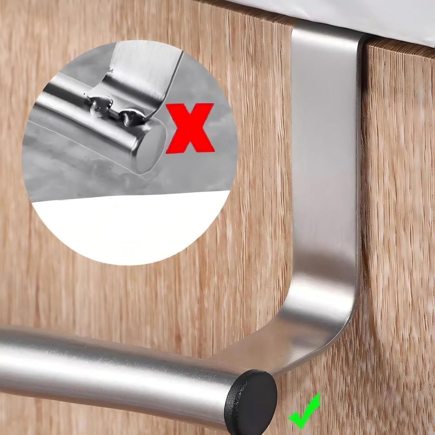 Over the Cabinet Towel Holder - 2 Pack Stainless Steel Door Mount Towel Bar, No Drill Hanger for Kitchen Cabinet & Pantry Organization