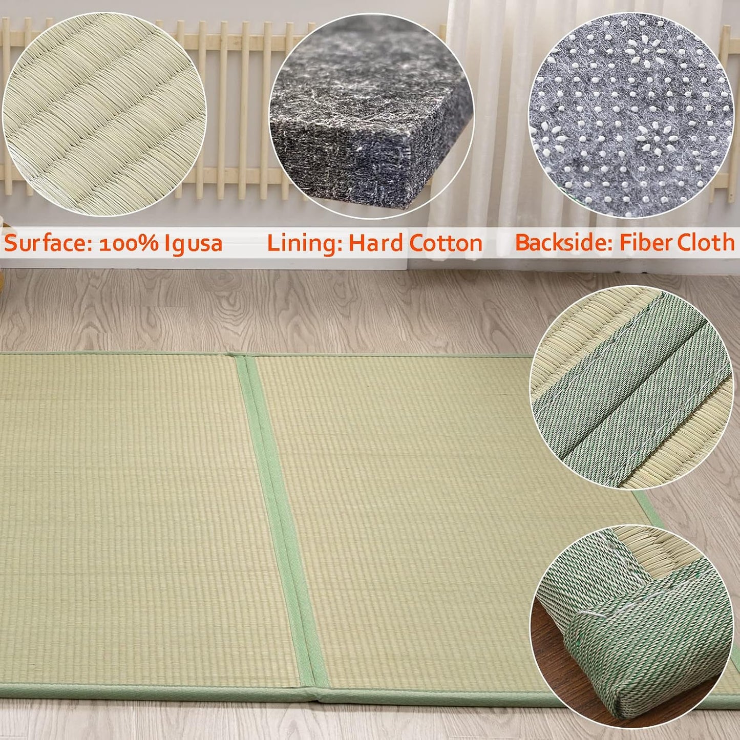 Tatami Mat (Twin 79" X 39" X 0.5"), Japanese Traditional Tatami Mattress, Natural Rush Grass Floor Tatami Futon Mattress for Sleeping, Sitting, Yoga, Relaxing (Twin)