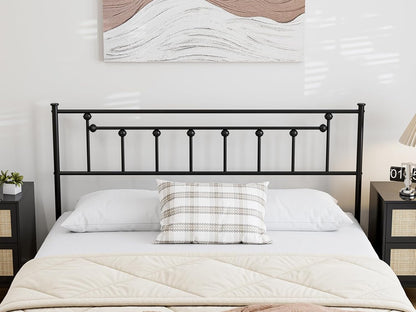 Metal Full Size Headboard, Adjustable Height, Full Headboard Only for Bedroom, Rustic Farmhouse Style, Attach Frame, Easy Assembly, Black