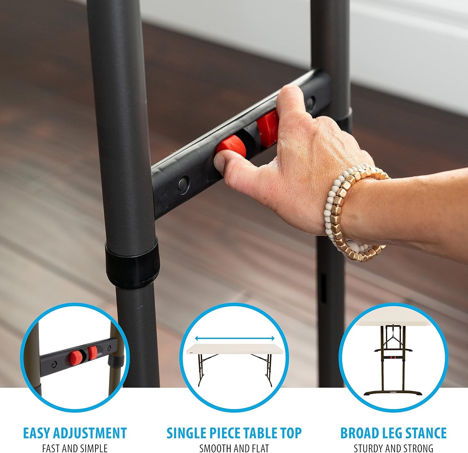 6-Foot Adjustable Height Nesting Table, Commercial, Almond