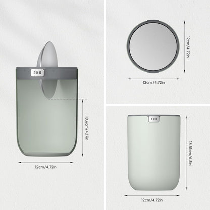 Mini Desk Trash Can with Swing-Top Lid 0.4 Gallon Small Table round Wastebasket for Office, Home, Car (Sage)