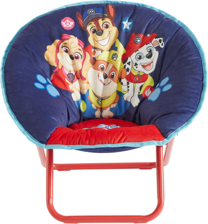 Paw Patrol Toddler Saucer Chair 19” Folding Kids Chair, Ages 3+, Portable & Lightweight, Cozy Padded Seat for Playroom, Bedroom