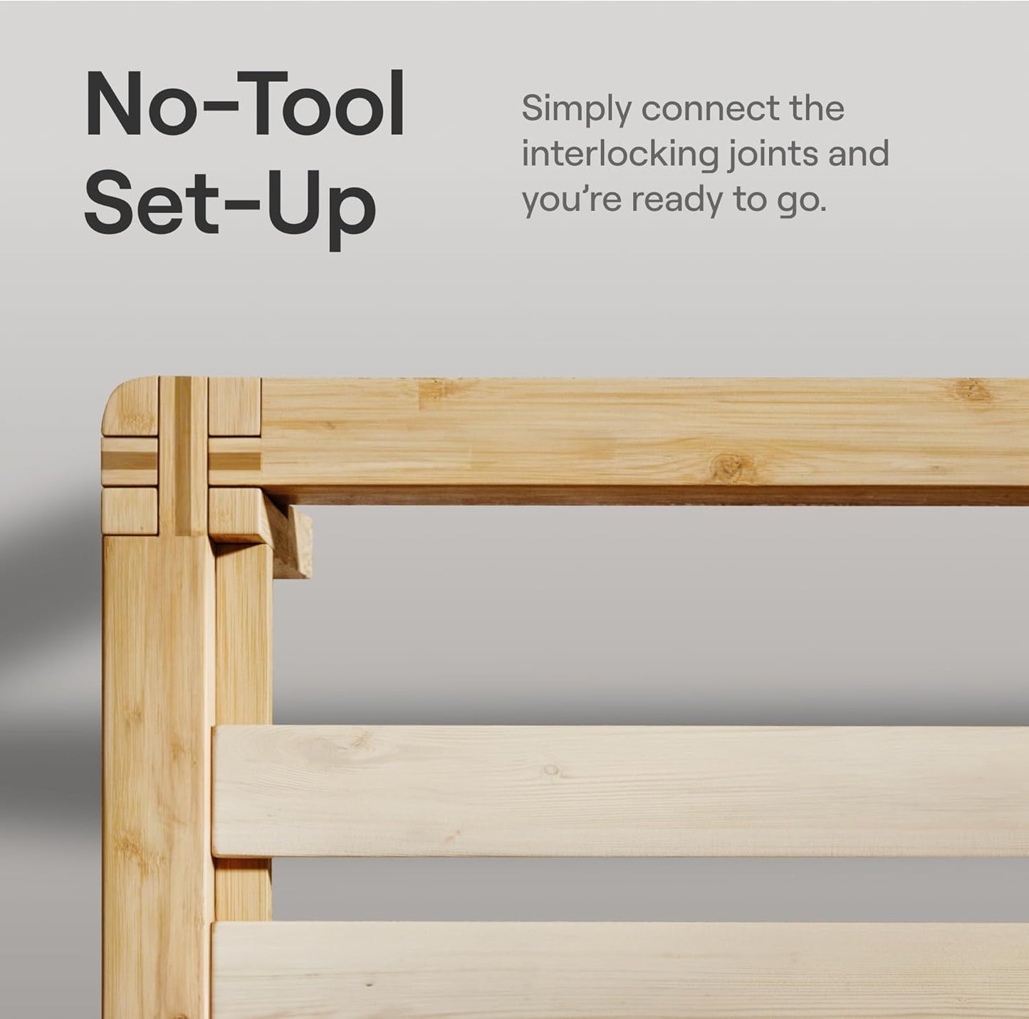 Bamboo Headboard - Cal King - Natural - Attachable to Bamboo Bed Frame (Sold Seperately) - Easy Tool Free Set up - Contemporary and Durable