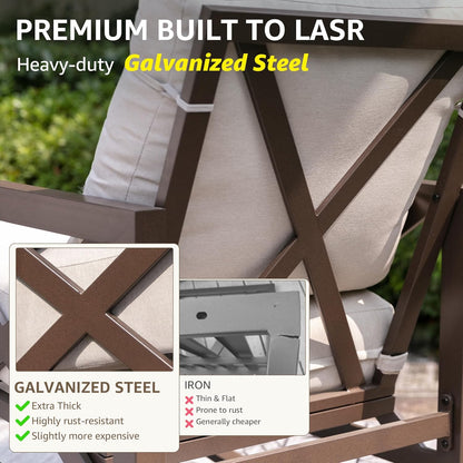 Rocking Bistro Set, 3 Piece Outdoor Patio Conversation Furniture Set with 2 Rockers and 1 Metal Coffee Table with Thick Cushions,2 Pack Patio Chair Covers Waterproof