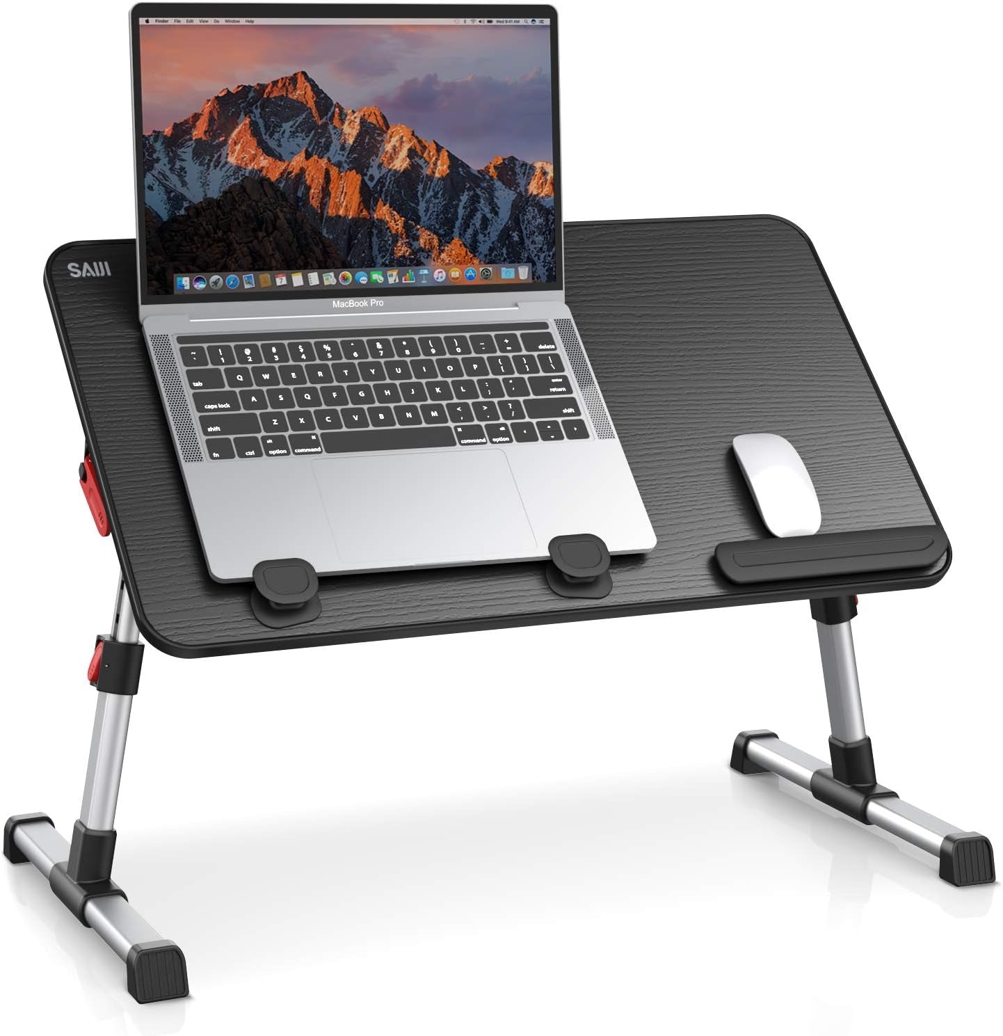 Laptop Desk Table,  Adjustable Laptop Stand, Portable Lap Desks with Foldable Legs, Notebook Standing Breakfast Tray Reading Desk for Sofa Couch Bed Floor (Black,Medium Size)