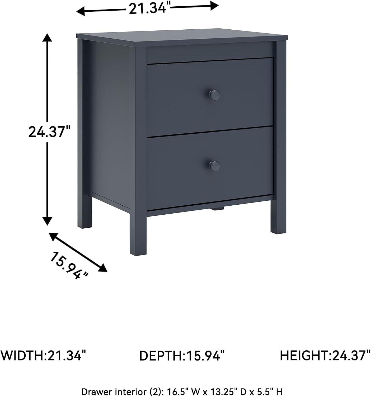 Simmenfort Retro 2 Drawer Nightstand, Blue