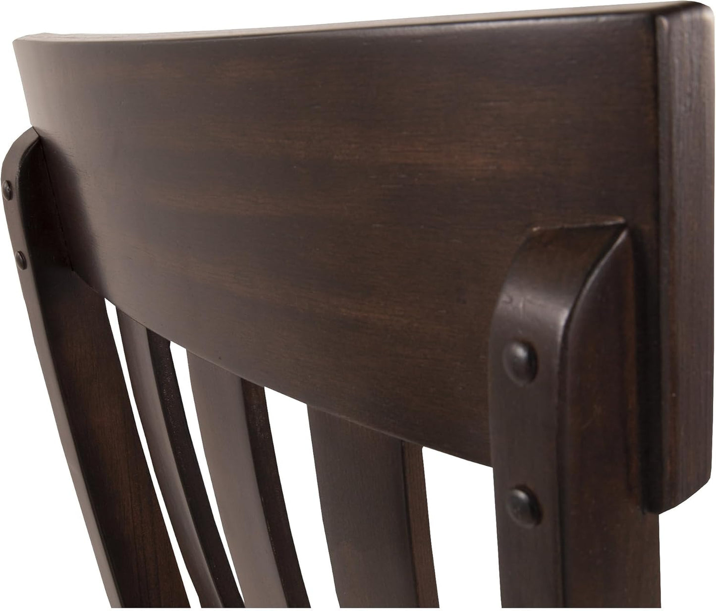 Haddigan Faux Leather Cushioned Rake Back Dining Chair, 2 Count, Dark Brown
