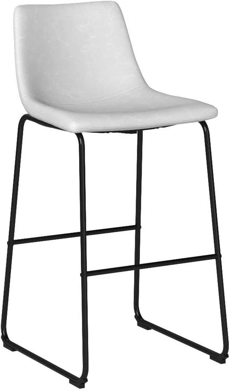 Douglas Urban Industrial Faux Leather Armless Bar Chairs, Set of 2, Grey