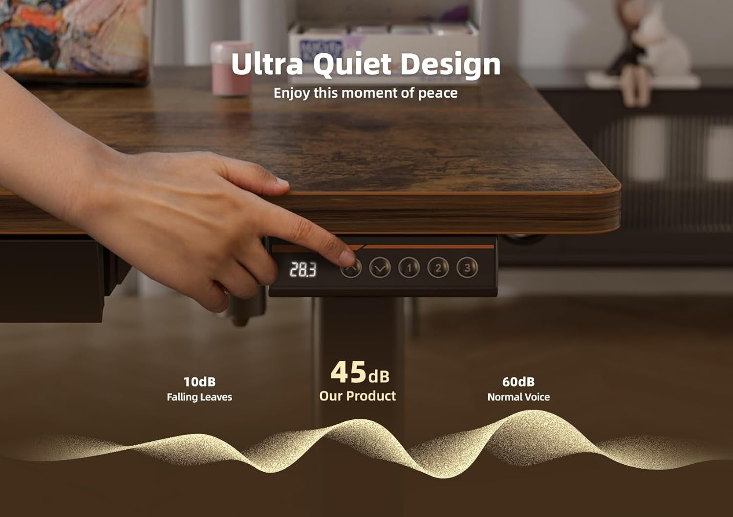 Standing Desk with Drawers, Electric Adjustable Height 48 X 24 Inch Stand up Desks for Home Office, Rustic Brown