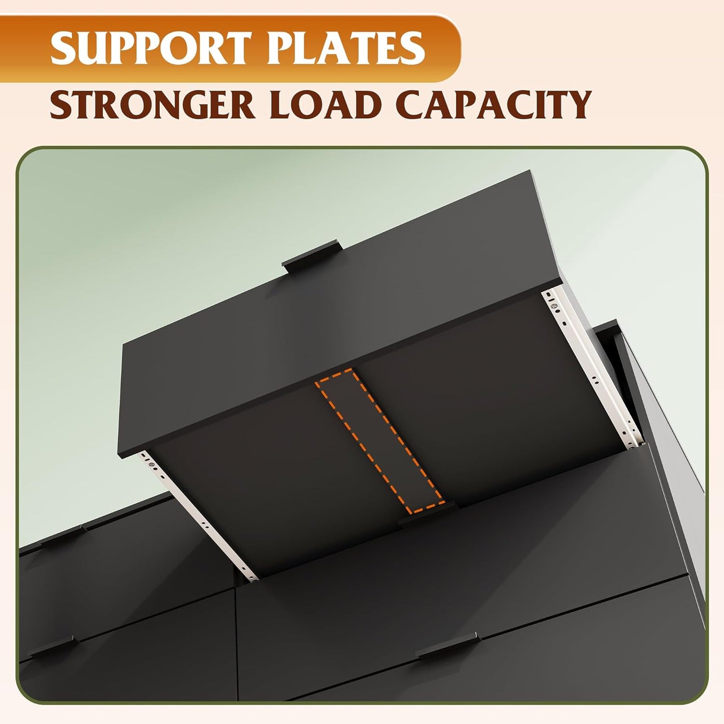 Black Dresser for Bedroom, 47'' Wide 6 Drawer Wooden Chest of Drawers, Modern Dresser Storage Organizer, TV Stand for 55 Inch TV, for Living Room, Hallway, Closet