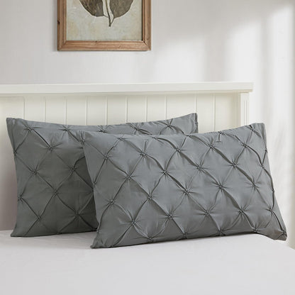 Lightweight Soft Microfiber Pillow Shams, Well Crafted Pinch Pleat, King Size (20X36) Grey Color 2 Pack