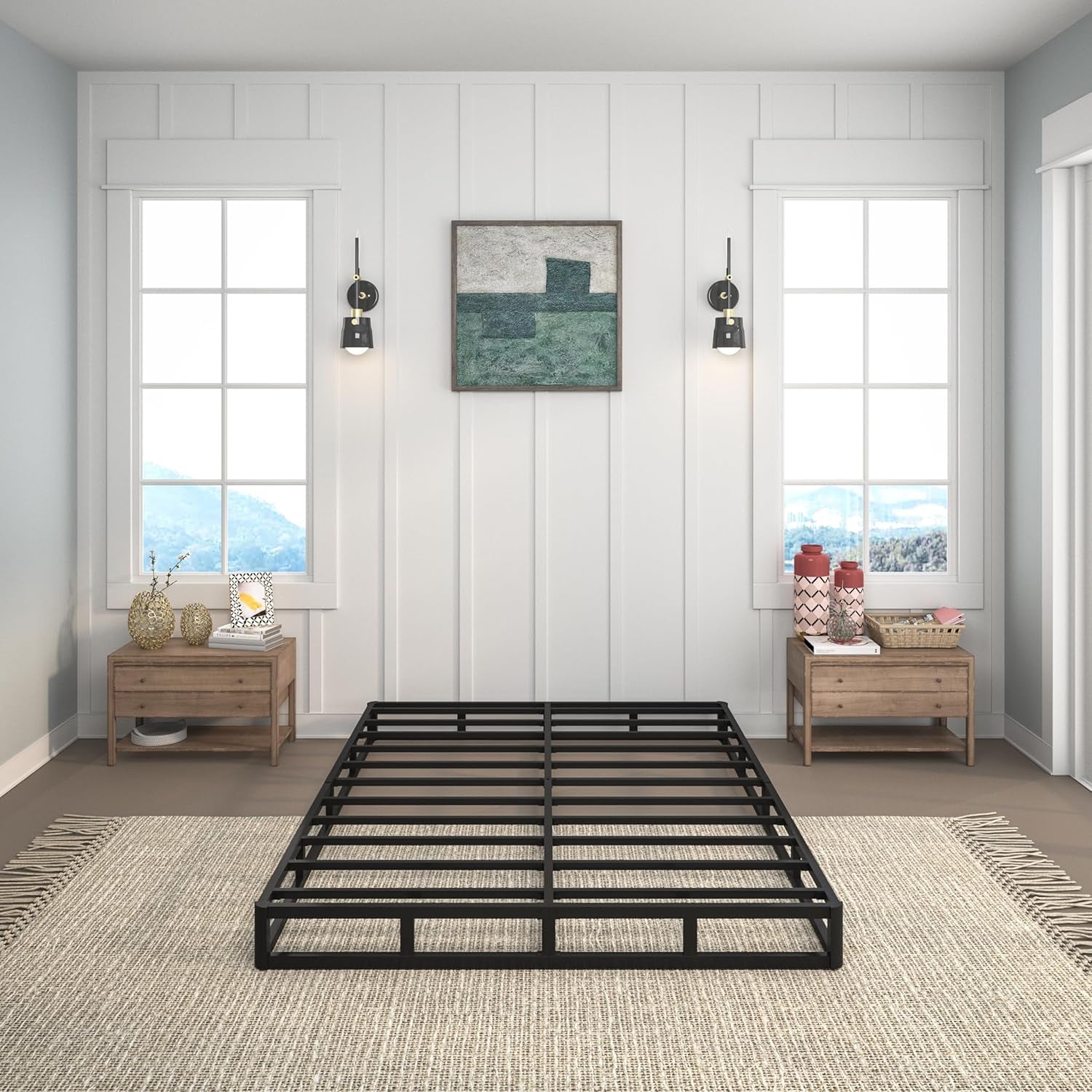 7 Inch Box Spring Full Size Bed, Heavy Duty Metal Mattress Foundation, 3000 Lbs Capacity, High Profile, Noise-Free, Easy Assembly with Fabric Cover