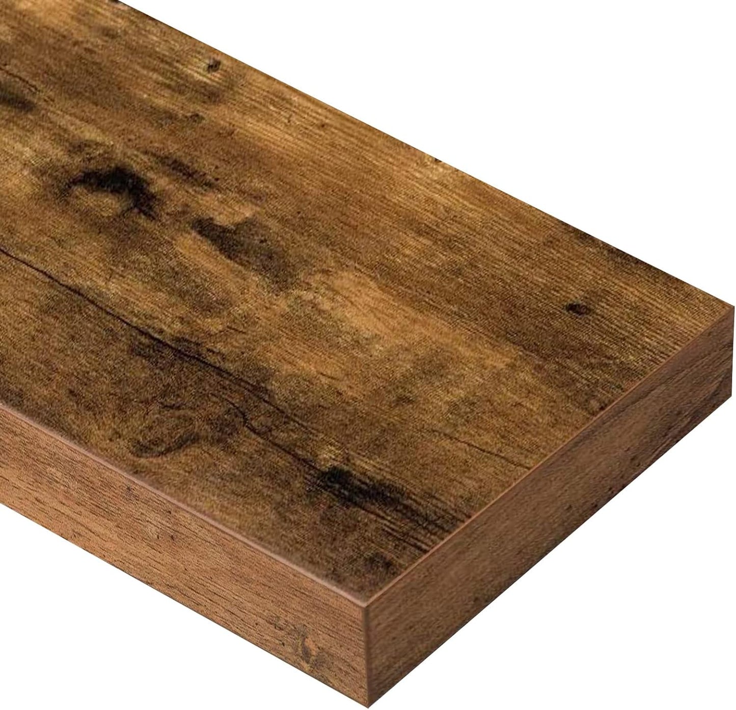 Bathroom Floating Shelves for Wall - 15.7" Wall Mounted Shelf over Toilet Farmhouse Home Decor Display Bookshelf Small 15.7 X 6.7 Inch Set of 2, Rustic Brown (008-40BN)