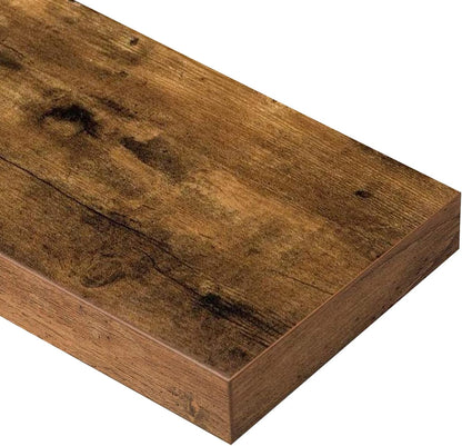 Bathroom Floating Shelves for Wall - 15.7" Wall Mounted Shelf over Toilet Farmhouse Home Decor Display Bookshelf Small 15.7 X 6.7 Inch Set of 2, Rustic Brown (008-40BN)