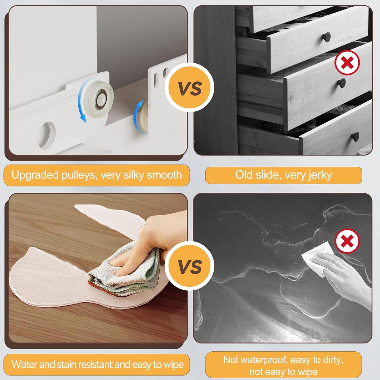 Farmhouse 4 Drawers Dresser for Bedroom Rustic Chest of Drawers with Natural Texture White Drawers Organizer for Living Room Hallway