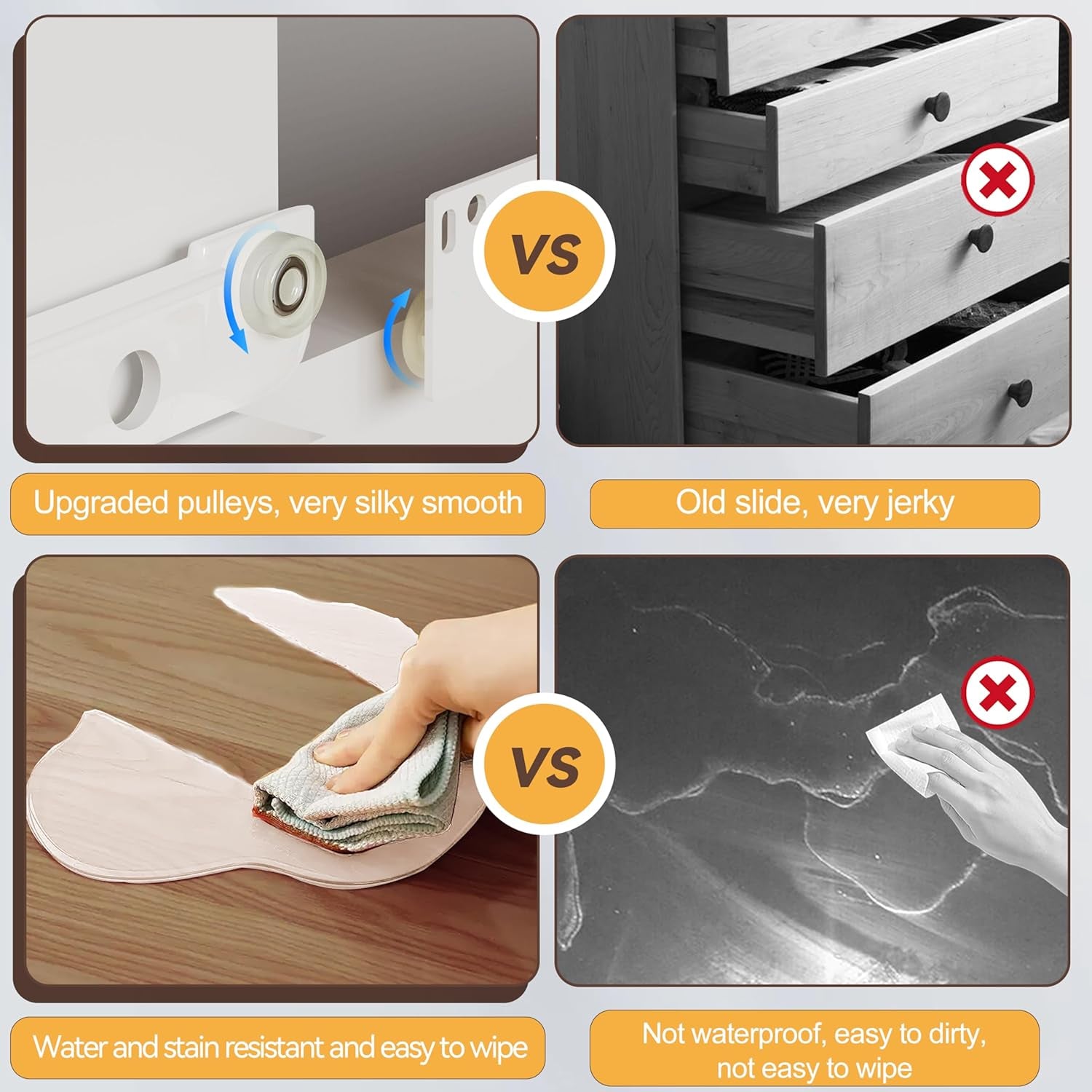 Farmhouse 4 Drawers Dresser for Bedroom Rustic Chest of Drawers with Natural Texture White Drawers Organizer for Living Room Hallway