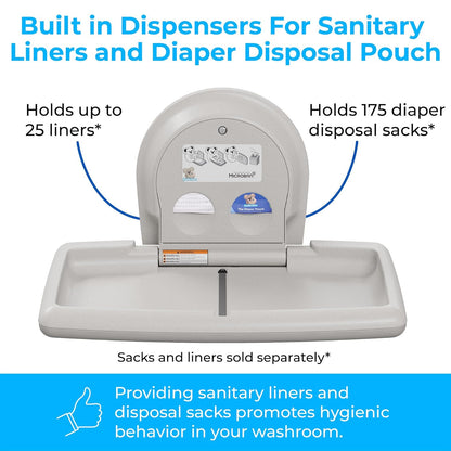 Surface-Mounted Horizontal Baby Changing Station, Model KB300-05 (White Granite)