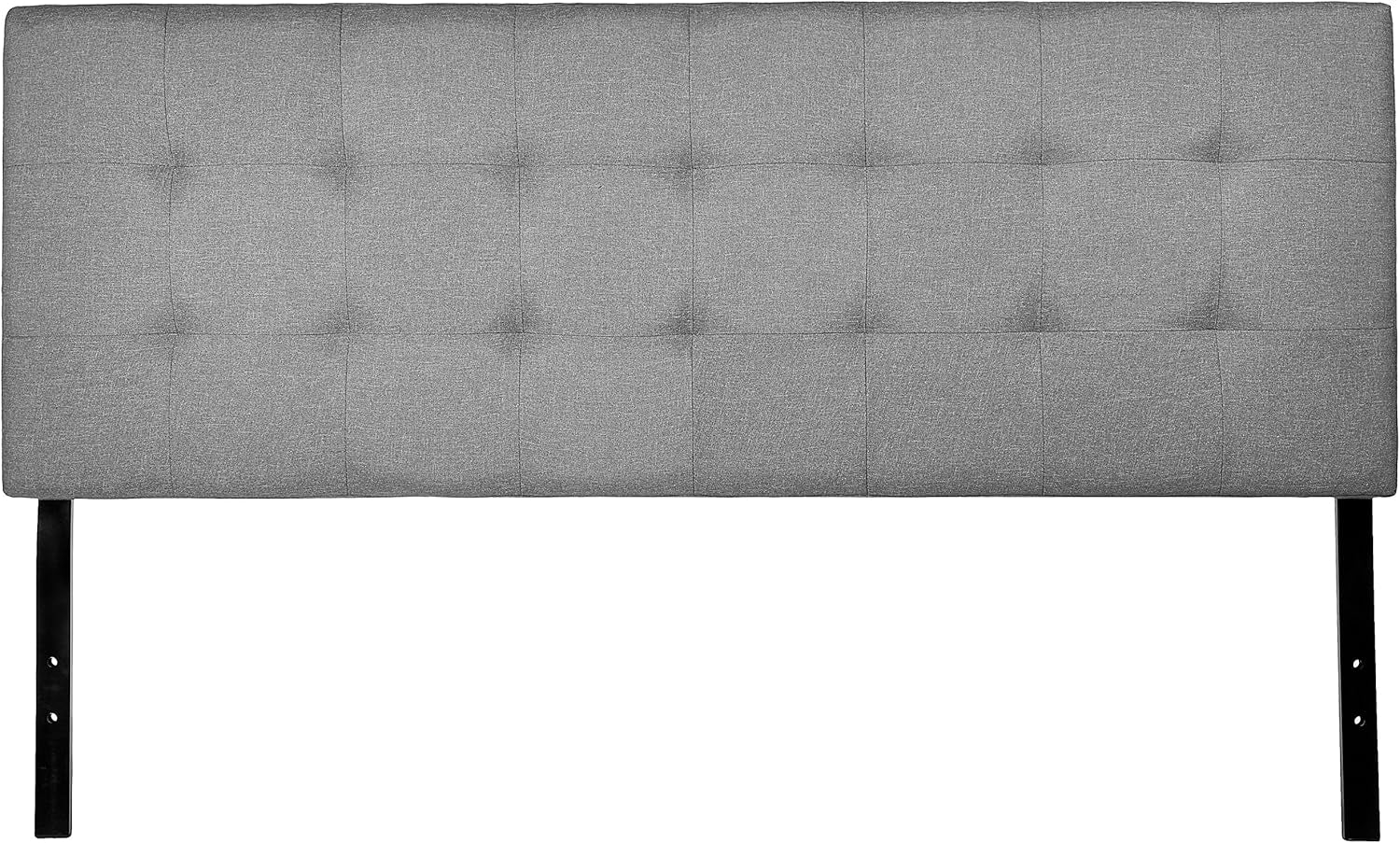 Faux Linen Upholstered Tufted Headboard with Adjustable Height, King, Gray