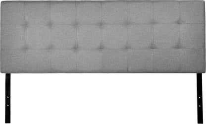 Faux Linen Upholstered Tufted Headboard with Adjustable Height, King, Gray