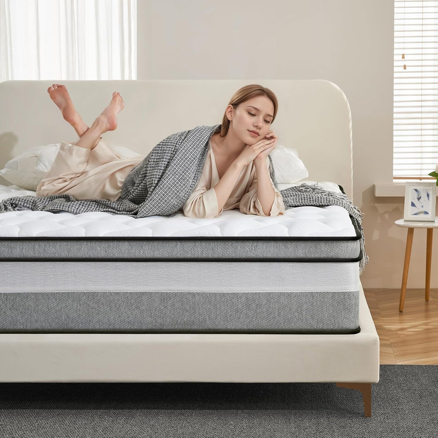 Queen Mattress, 12 Inch Cooling Hybrid Queen Size Mattress in a Box, Medium Firm with Gel Memory Foam & Pocket Coils, Motion Isolation, Pressure Relief, Certipur-Us