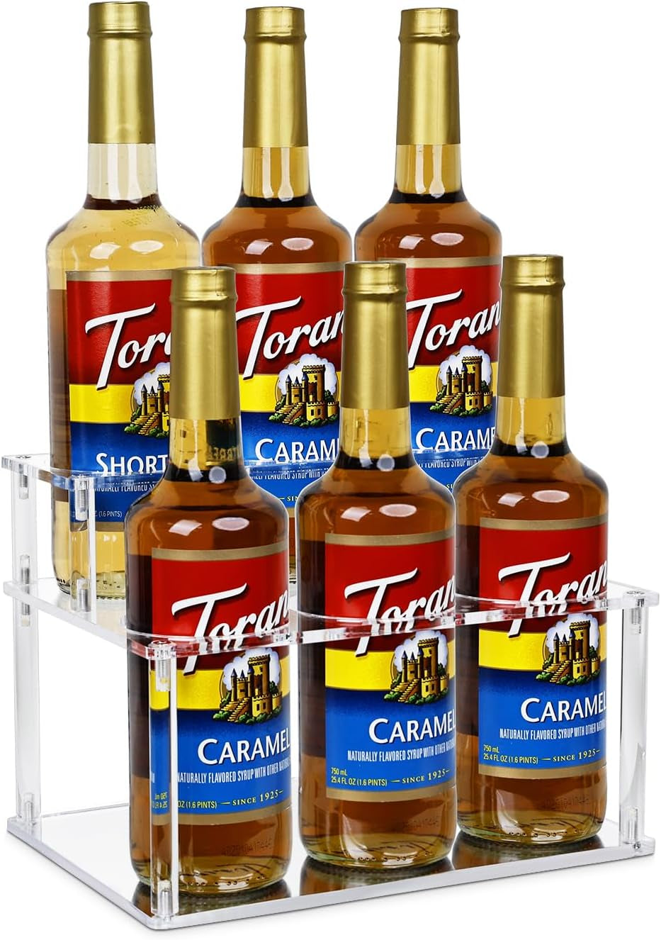 Upgraded Thickened Acrylic Coffee Syrup Organizer, 2-Tier Coffee Station Organizer Holds 6 Syrup Bottles, Coffee Syrup Dispenser Rack for Coffee Bar Station , Wine Bottle Rack Holder Countertop